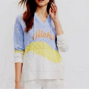 Lou & Grey Aloha Knit Hoodie Hooded Sweater Sz L